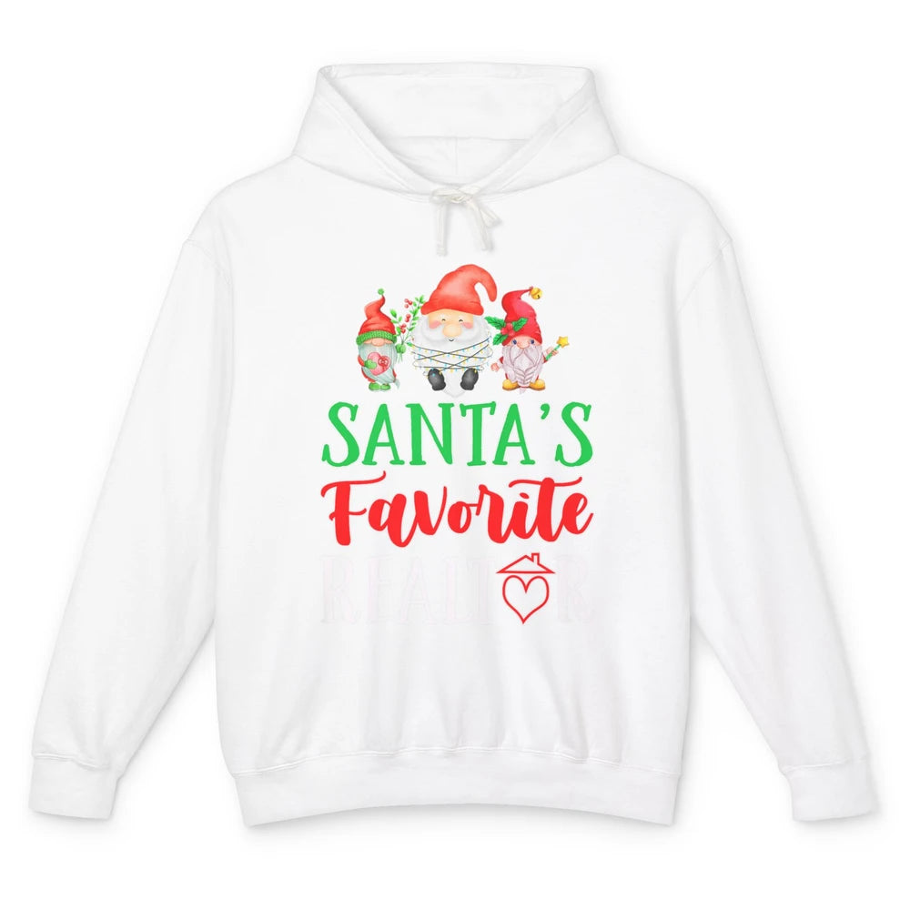 Christmas Xmas Gnomes Santa Favorite Realtor Real Estate Unisex Lightweight Hoodie