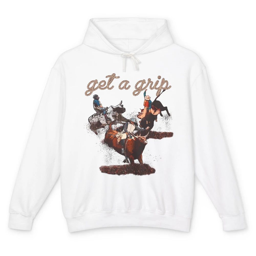 Rodeo Dad Bull Rider Get a Grip Western Country Cowboy Gift Unisex Lightweight Hoodie