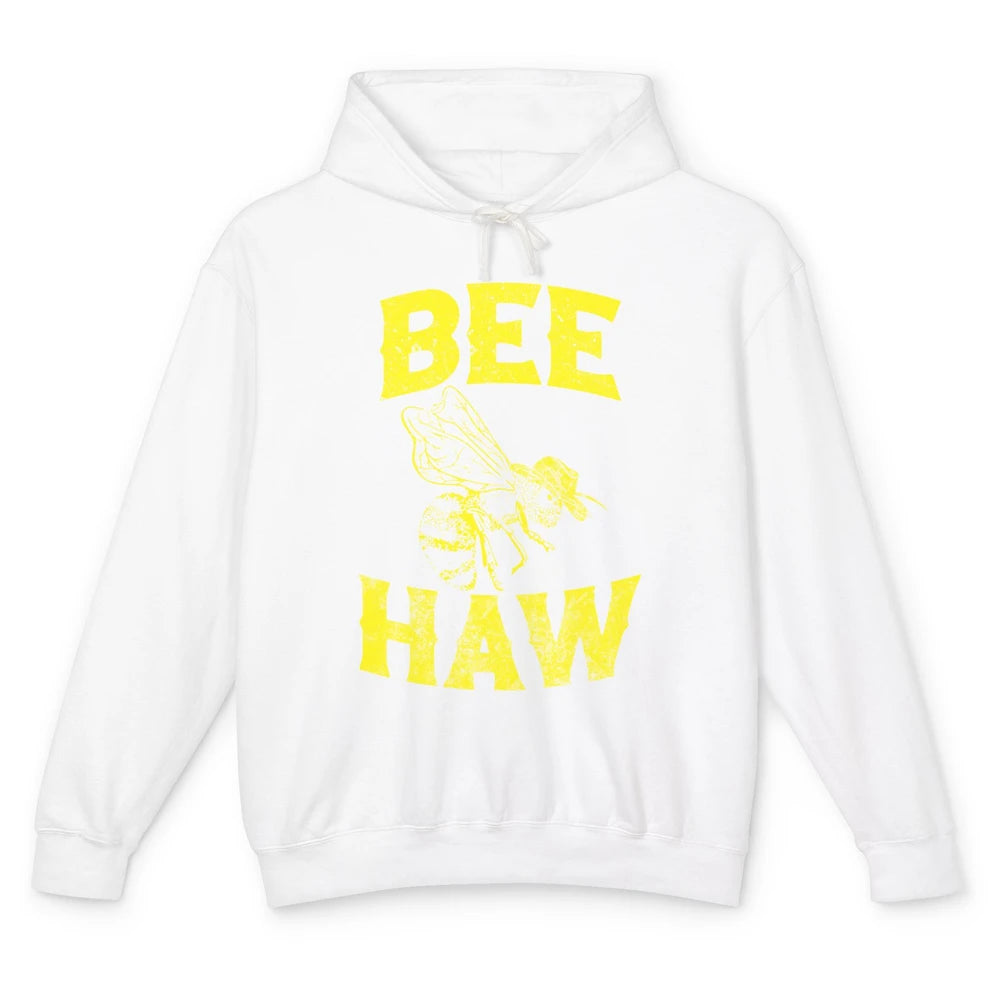 Western Country Bee Haw Retro Cowboy Hat Rodeo Howdy Vintage Unisex Lightweight Hoodie