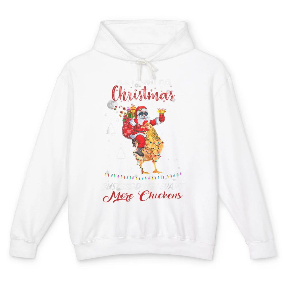 Merry Christmas Funny Santa Claus Riding Chicken Xmas Vibes Unisex Lightweight Hoodie