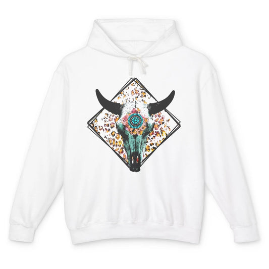 Aztec Heifer Steer Cow Skull Cowboy Gemstone Leopard Vintage Unisex Lightweight Hoodie