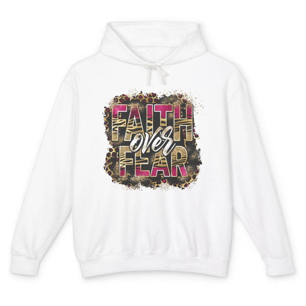 Leopard Faith Over Fear Christian Jesus Christ God Bible Unisex Lightweight Hoodie