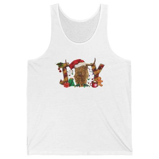 Highland Cow Joy Santa Hat Gingerbread Christmas Farm Gift Unisex Jersey Tank