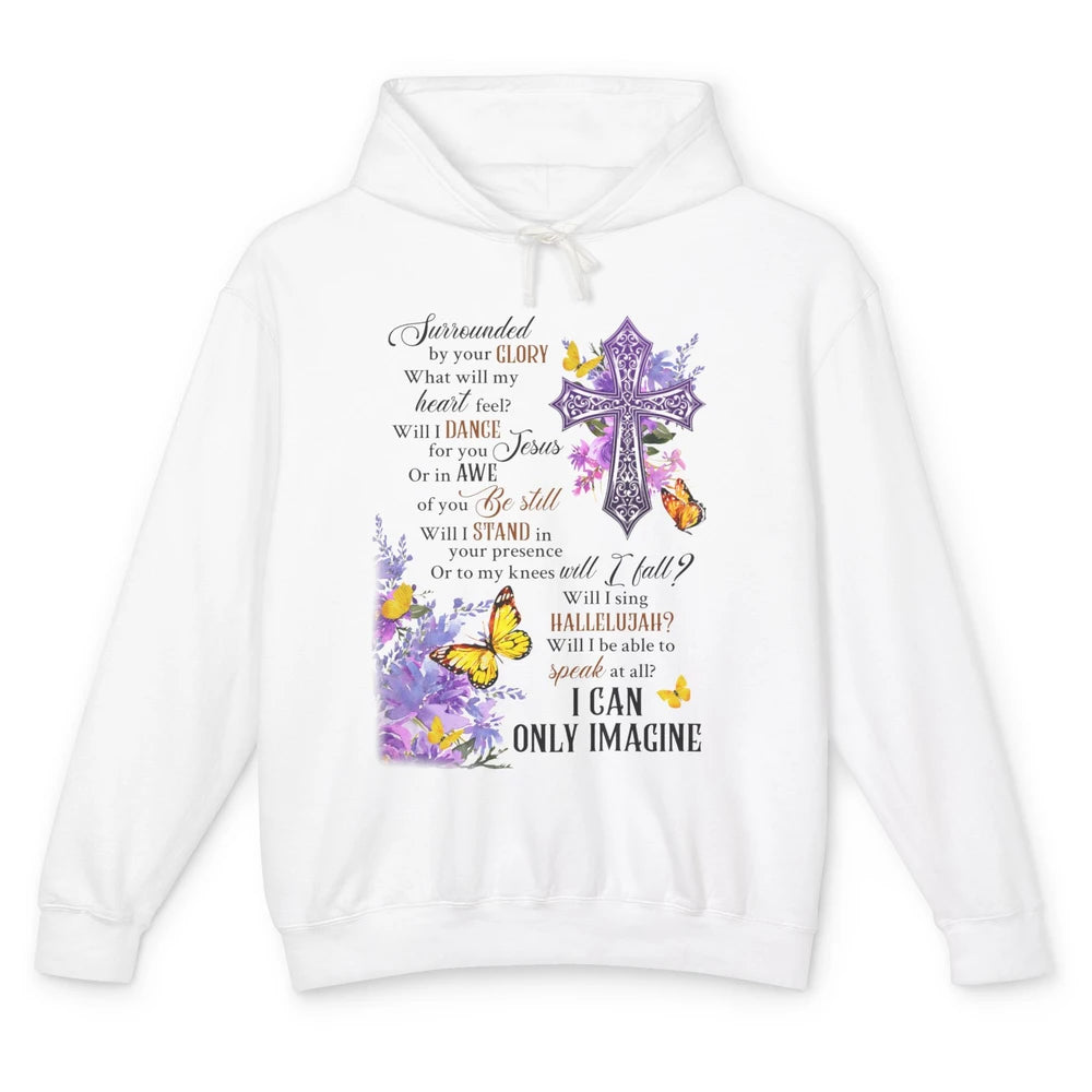 Floral Christian Cross I Can Imagine Bible Verse Religious Unisex Lightweight Hoodie