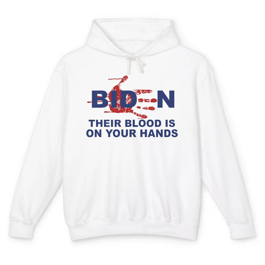 Funny Joe Biden Red Hand Anti Biden Liberal Republican Gift Unisex Lightweight Hoodie