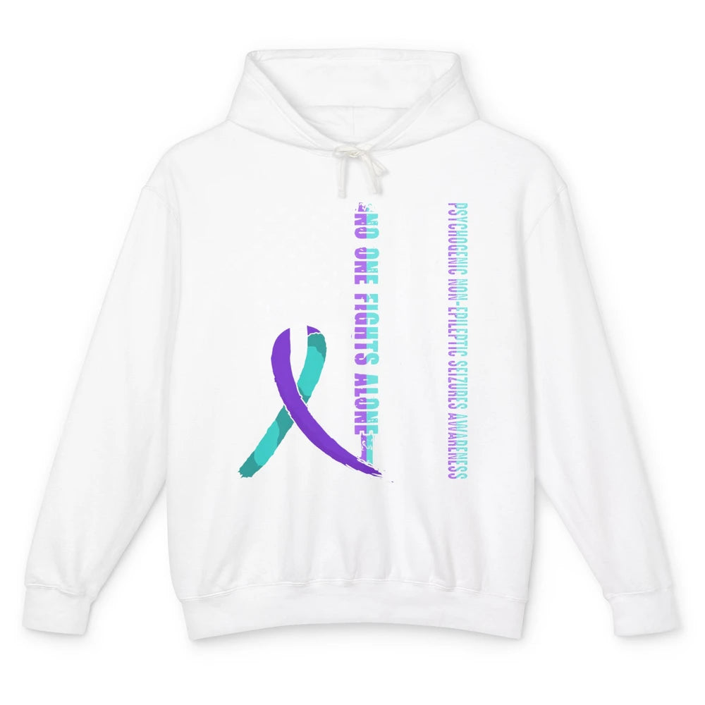 PNES Awareness Purple Teal Ribbon No One Fight Alone US Flag Unisex Lightweight Hoodie