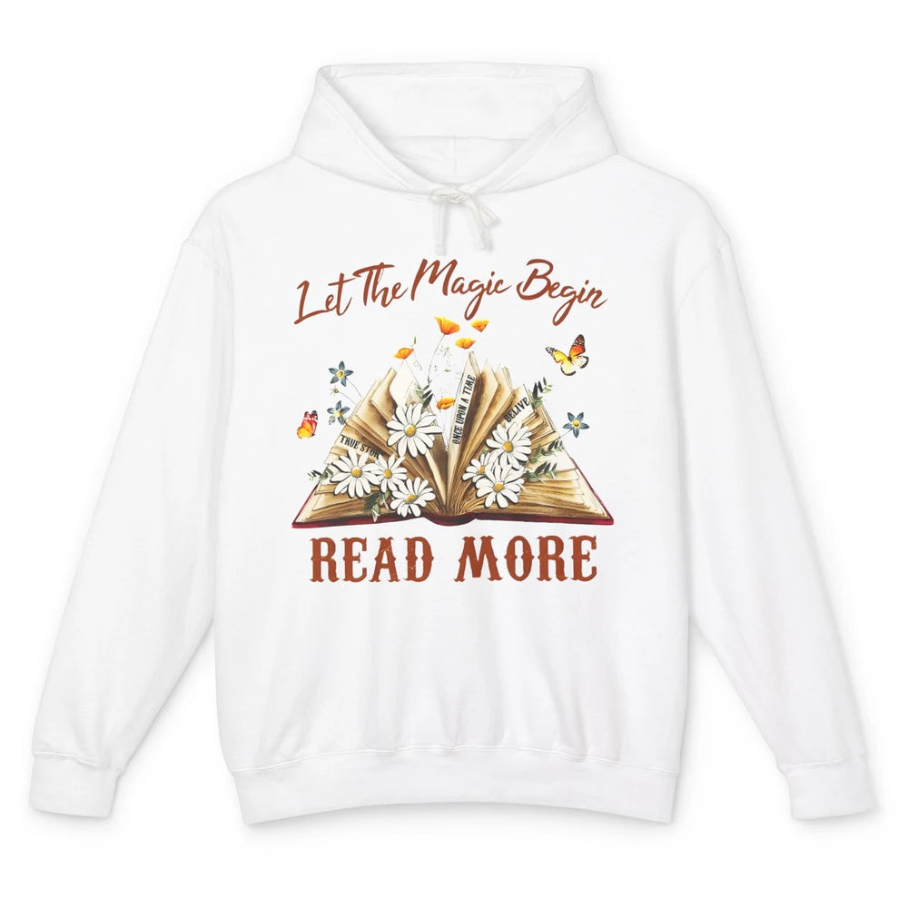 Aesthetic Read More Daisy Flowers Library Bookworm Butterfly Unisex Lightweight Hoodie