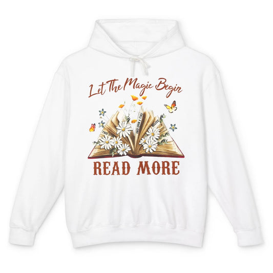 Aesthetic Read More Daisy Flowers Library Bookworm Butterfly Unisex Lightweight Hoodie