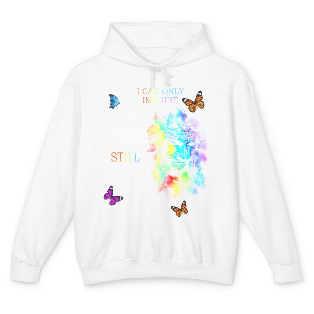 Sunflower Jesus Cross Butterfly I Can Imagine Christian Gift Unisex Lightweight Hoodie