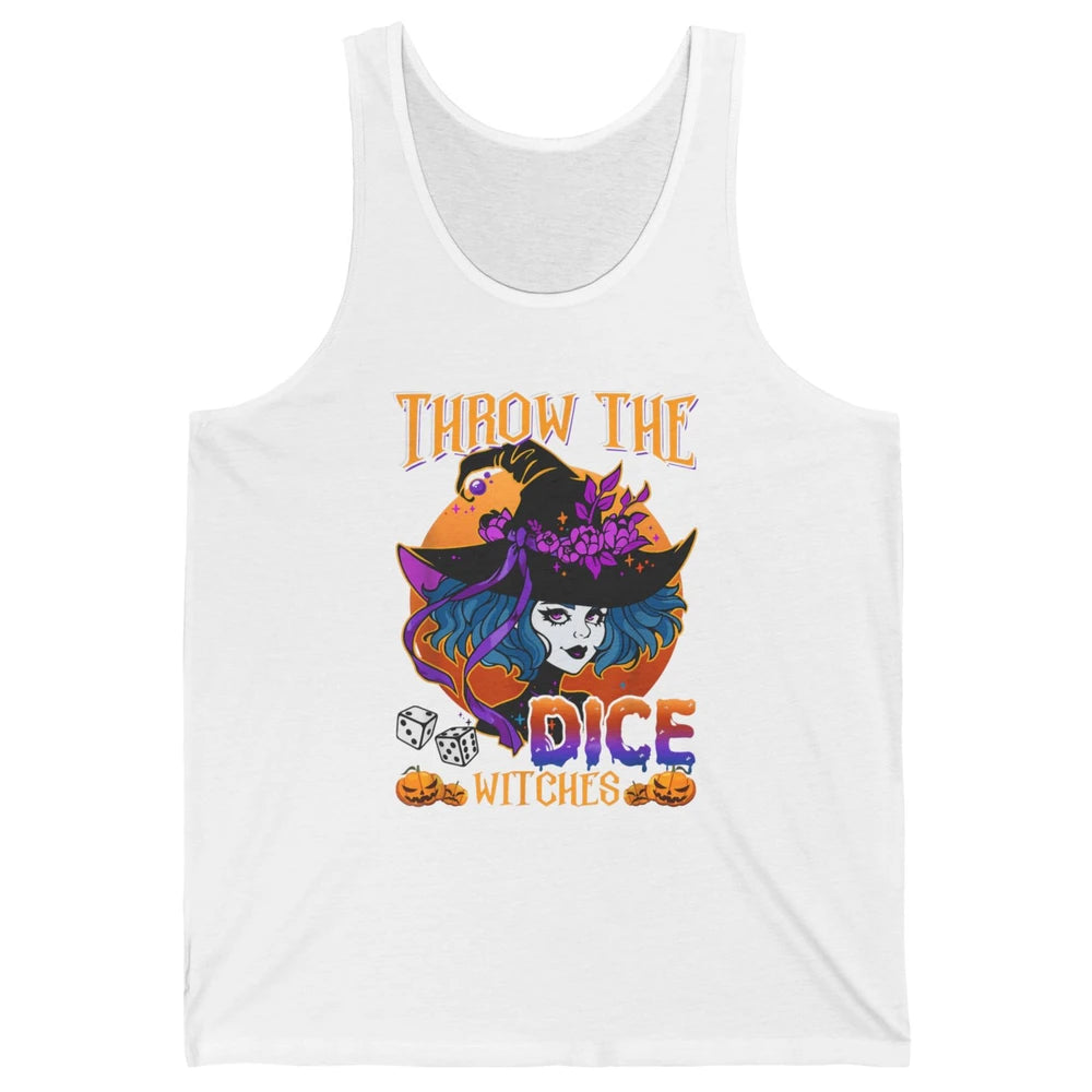 Retro Throw The Dice Witches Bunco Halloween Pumpkin Gothic Unisex Jersey Tank