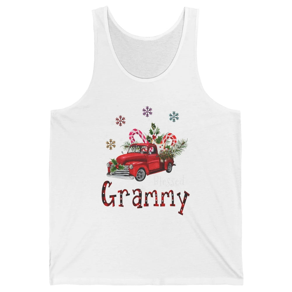 Merry Christmas Blessed Grammy Red Truck Xmas Grandma Retro Unisex Jersey Tank