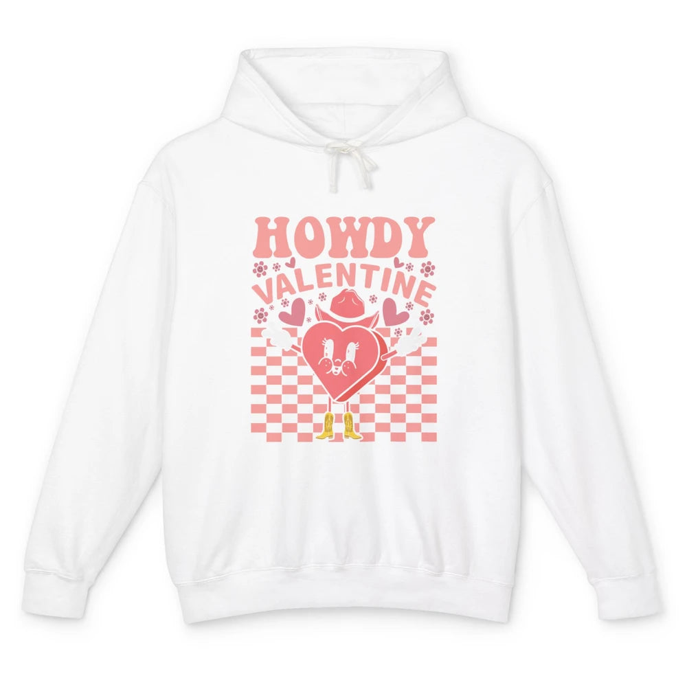 Happy Valentines Day Heart Cowboy Groovy Howdy Valentine Unisex Lightweight Hoodie