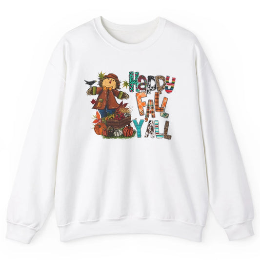 Happy Fall Y'all Leopard Pumpkin Western Autumn Thankful Unisex Crewneck Sweatshirt