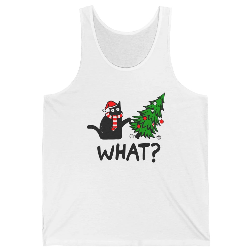 Funny Black Cat Christmas Light Santa What Christmas Costume Unisex Jersey Tank