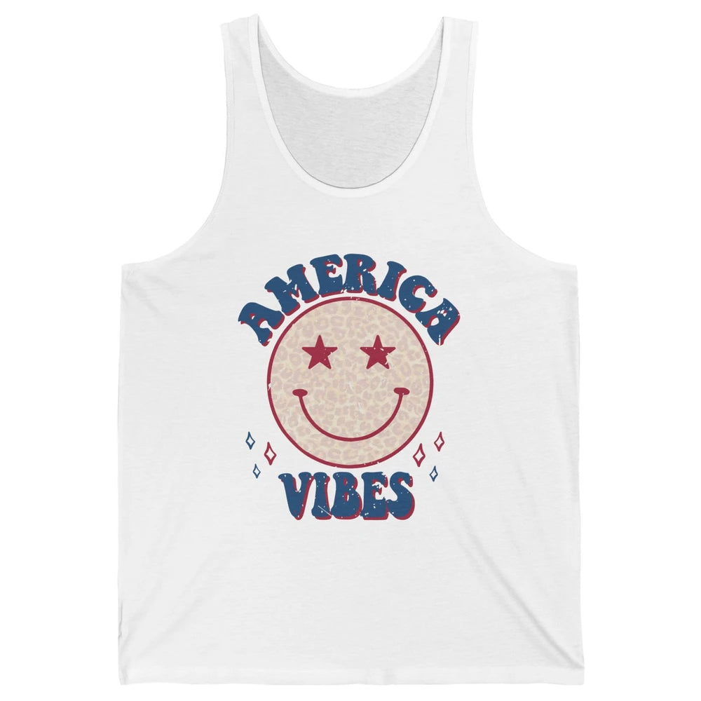 America Vibes Smile Patriotic 4th Of July Happy Face Summer Unisex Jersey Tank