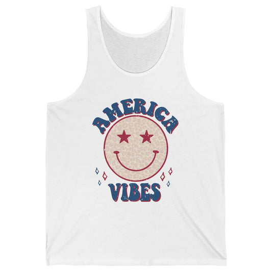 America Vibes Smile Patriotic 4th Of July Happy Face Summer Unisex Jersey Tank