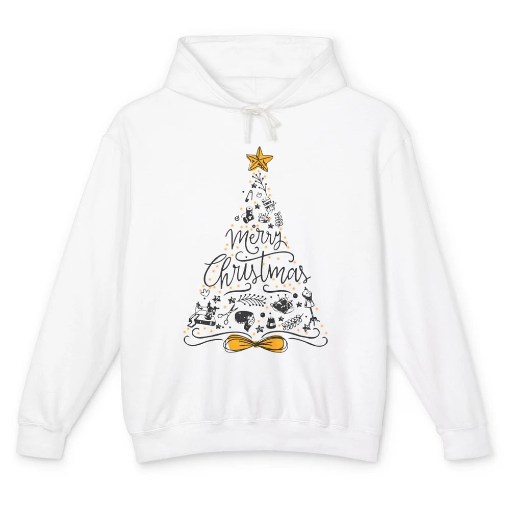 Funny Sewing Merry Christmas Tree Quilting Symbols Christmas Unisex Lightweight Hoodie