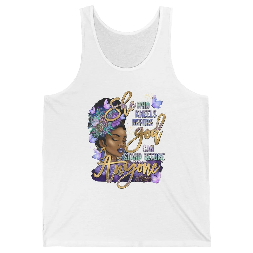 Black Girl She Who Kneels Before God Christian Afro Women Unisex Jersey Tank