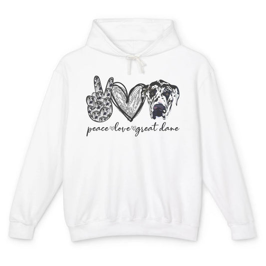 Peace Love Great Dane Dog Lovers Great Dane Mothers Fathers Unisex Lightweight Hoodie