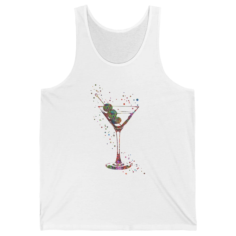 Watercolor Glass Of Martini Cocktails Wine Shot Alcoholic Unisex Jersey Tank