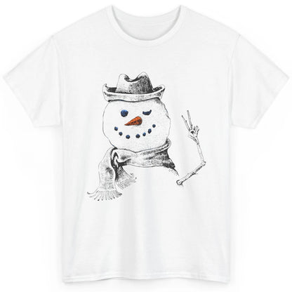 Snowman Peace Sign Christmas Snow Frosty Winter Xmas Gift Classic Unisex T-Shirt