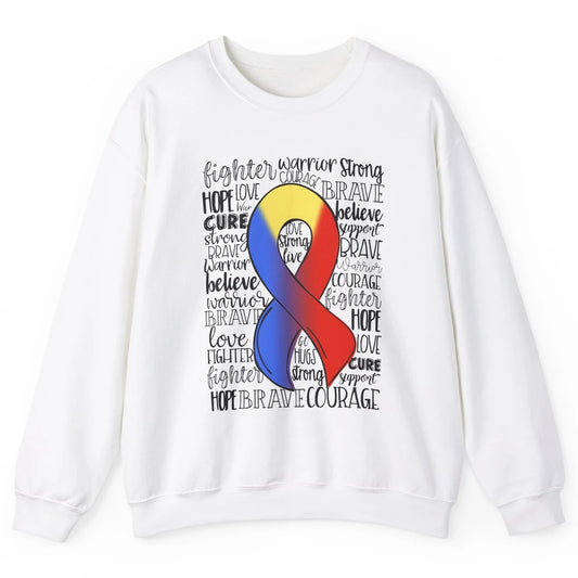 Thoracic Outlet Syndrome Awareness Blue Red Ribbon Hope Love Unisex Crewneck Sweatshirt