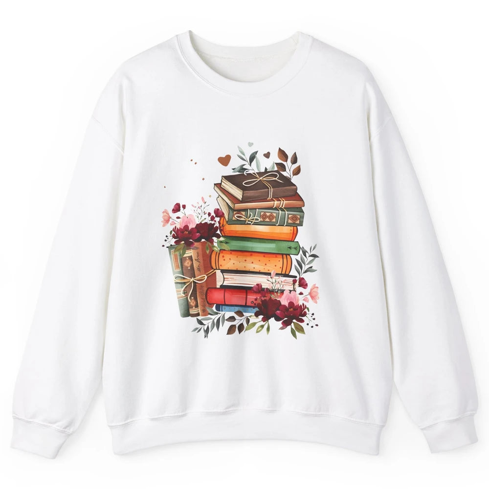 Books Floral Librarian Book Wildflower Bookworm Book Lovers Unisex Crewneck Sweatshirt