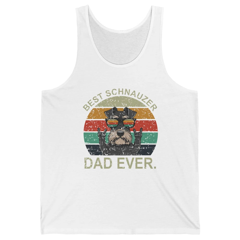 Vintage Sunset Best Schnauzer Dad Ever Father's Day Unisex Jersey Tank