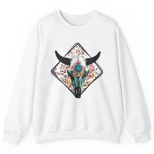 Aztec Heifer Steer Cow Skull Cowboy Gemstone Leopard Vintage Unisex Crewneck Sweatshirt