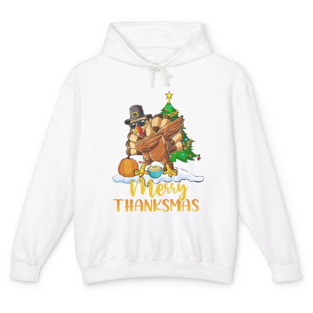 Funny Turkey Merry Thanksmas Christmas Thanksgiving Gift Unisex Lightweight Hoodie