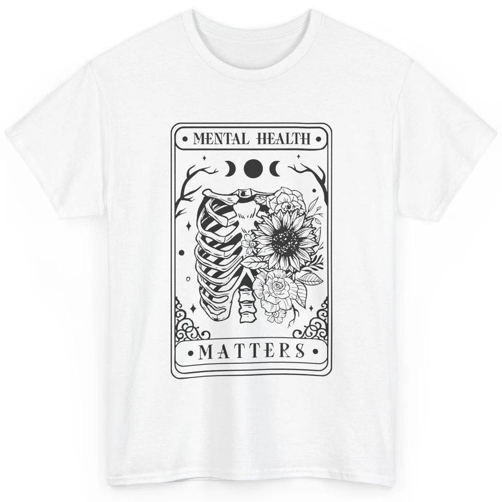 Floral Rib Cage Mental Health Matters Tarot Card Halloween Classic Unisex T-Shirt