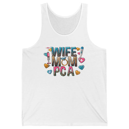 Wife Mom PCA Leopard Heart Western PCA Valentines Day Nurse Unisex Jersey Tank