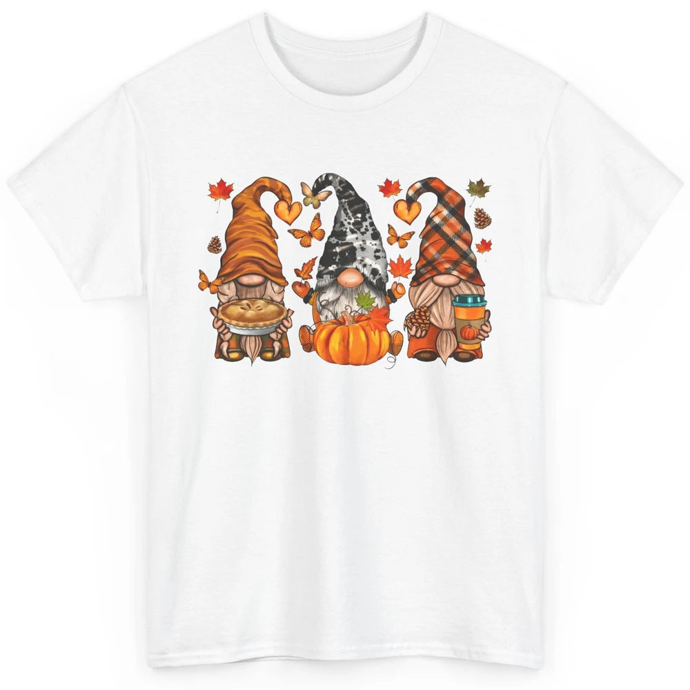 Retro Fall Gnomies Pumpkin Falling Leaves Thanksgiving Gnome Classic Unisex T-Shirt