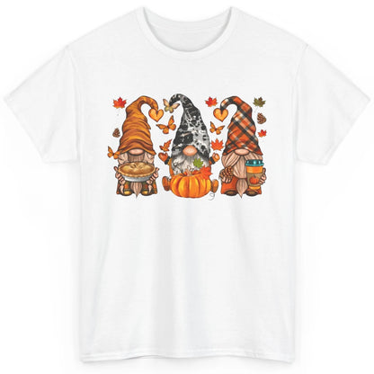 Retro Fall Gnomies Pumpkin Falling Leaves Thanksgiving Gnome Classic Unisex T-Shirt