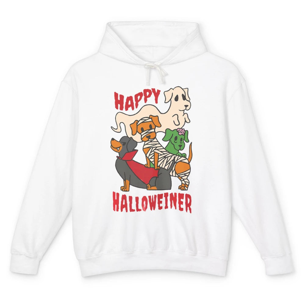 Groovy Dachshund Dog Skeleton Vampire Halloween Spooky Party Unisex Lightweight Hoodie