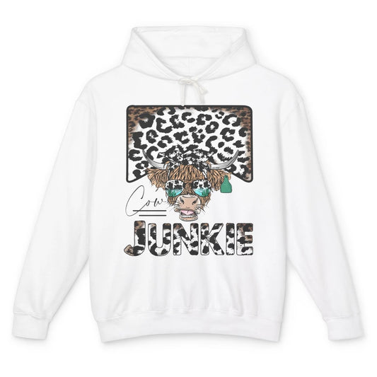 Leopard Highland Cow Bandana Cow Junkie Western Country Unisex Lightweight Hoodie