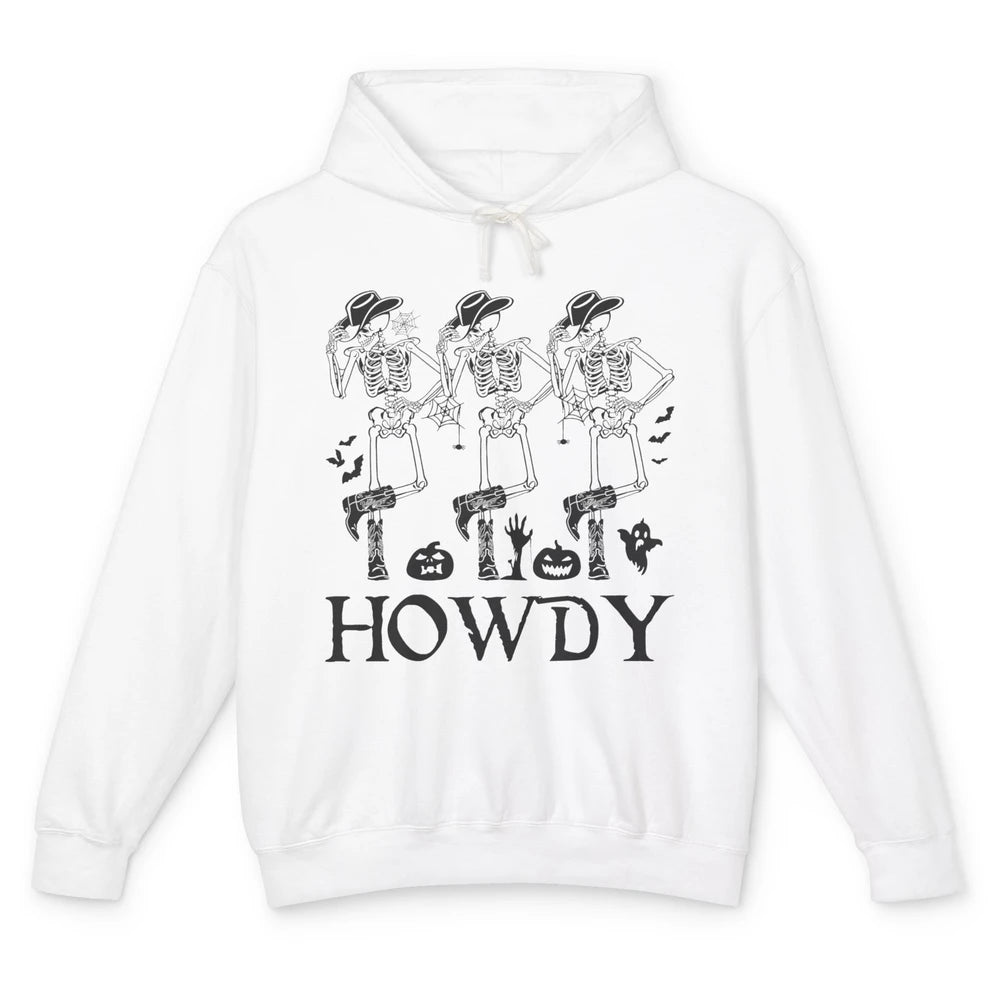 Halloween Skeleton Cowboy Howdy Pumpkin Western Cowgirl Gift Unisex Lightweight Hoodie