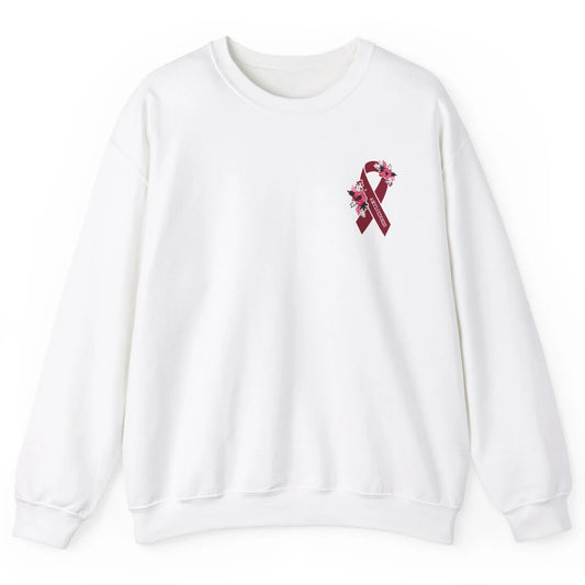 Amyloidosis Awareness Floral Burgundy Ribbon Rainbow Unisex Crewneck Sweatshirt