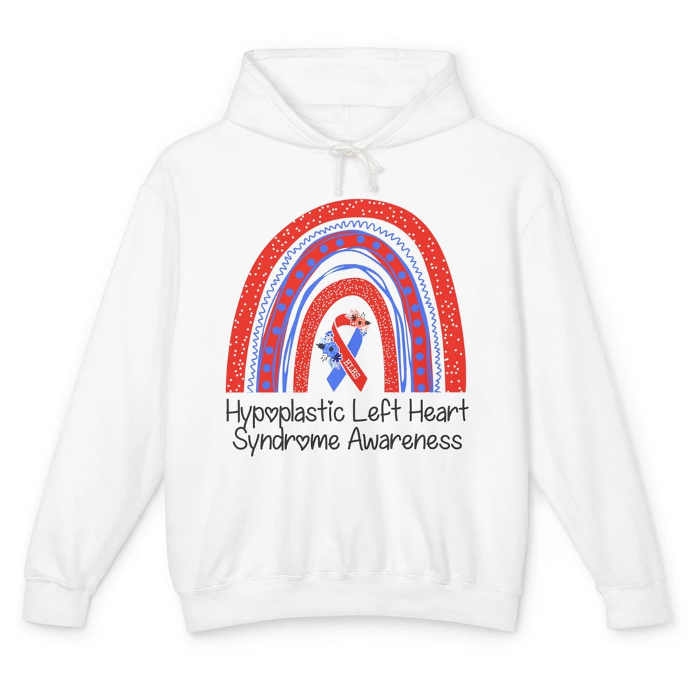 Hypoplastic Left Heart Syndrome Awareness Red Blue Rainbow Unisex Lightweight Hoodie