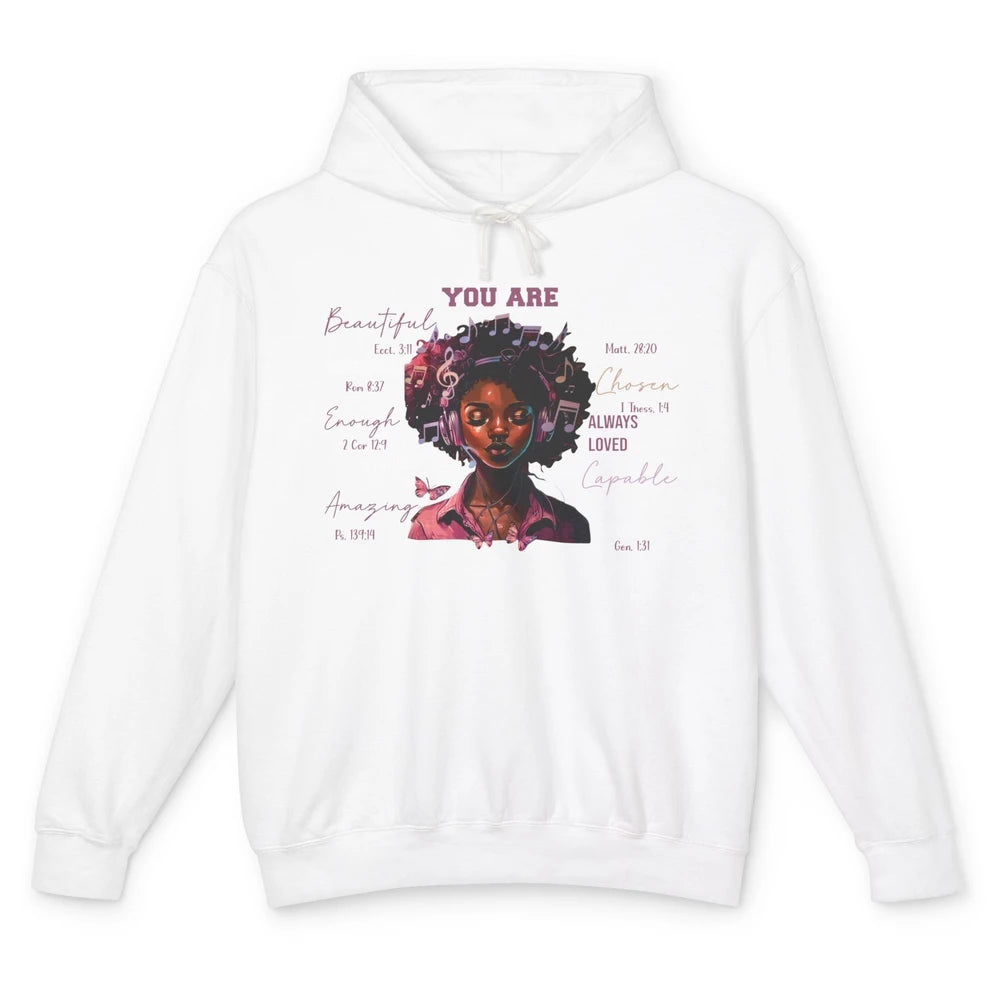 Black Girl Christian God Says I Am Bible Verse Religious Unisex Lightweight Hoodie