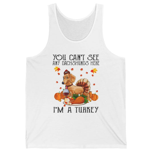 Funny Dachshund I'm A Turkey Happy Thanksgiving Fall Pumpkin Unisex Jersey Tank