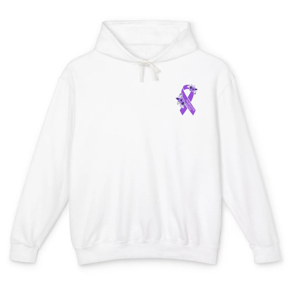 Ulcerative Colitis Awareness Floral Purple Ribbon Colitis Unisex Lightweight Hoodie