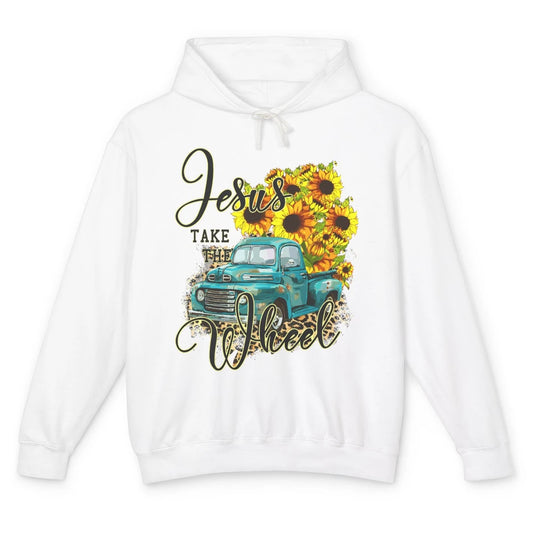 Sunflower Jesus Take The Wheel Christian Leopard God Bible Unisex Lightweight Hoodie