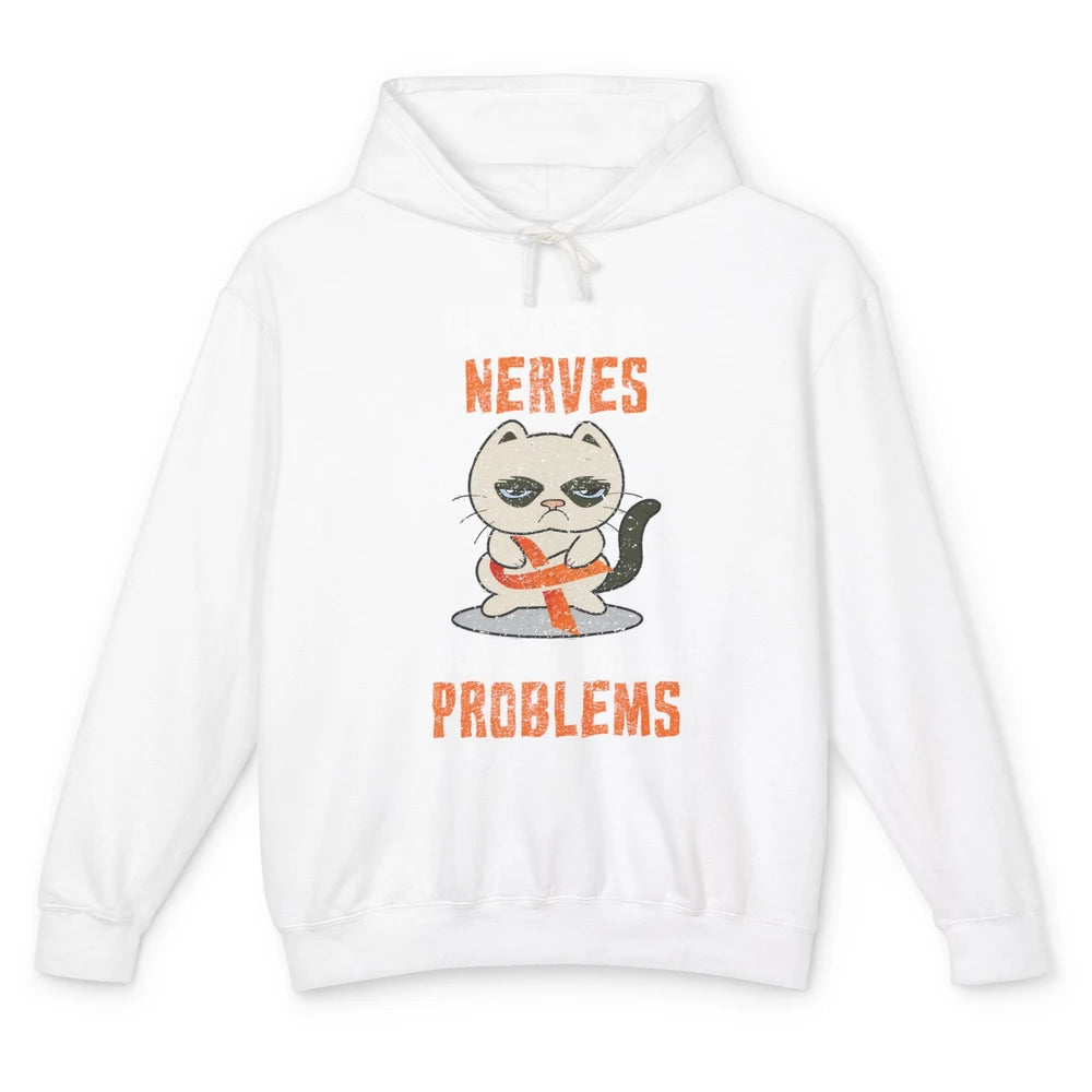 Multiple Sclerosis Awareness Ms Cancer Cat Orange Ribbon Unisex Lightweight Hoodie