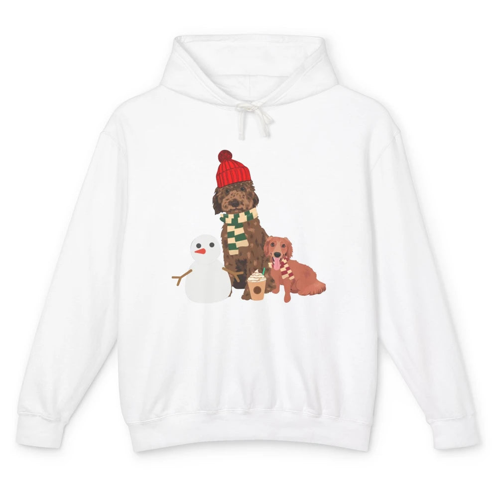 Christmas Goldendoodle Winter Dog Snowman Doodle Xmas Gift Unisex Lightweight Hoodie