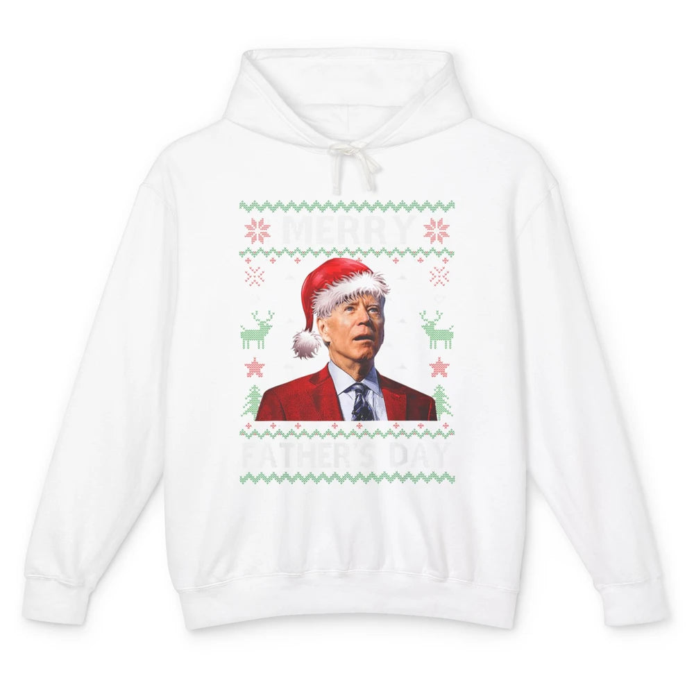 Funny Santa Hat Joe Biden Confused Ugly Christmas President Unisex Lightweight Hoodie