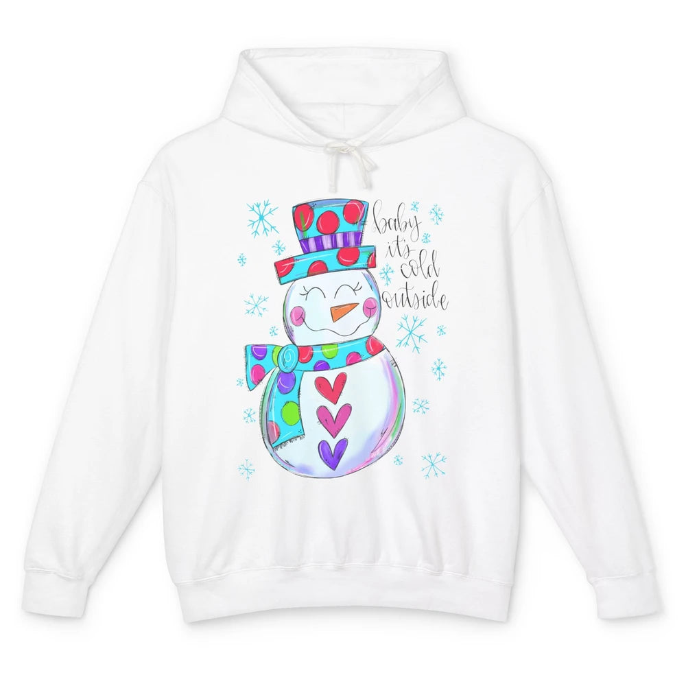 Winter Snowman Baby It's Cold Outside Christmas Hand Drawn Unisex Lightweight Hoodie