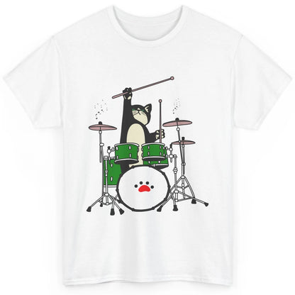 Funny Black Cat Playing Drum Drummer Kitten Musician Song Classic Unisex T-Shirt