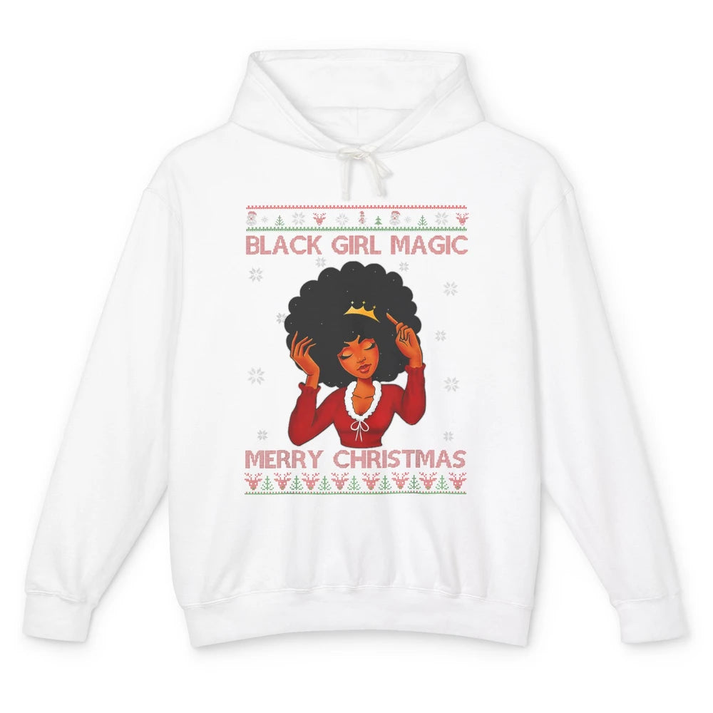 Ugly African Girl American Melanin Christmas Santa Hat Afro Unisex Lightweight Hoodie