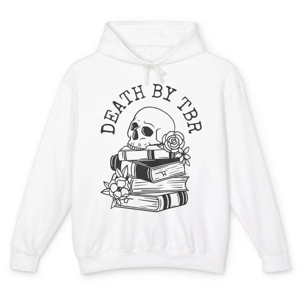 Floral Skull Books Death By TBR Book Reading Lovers Unisex Lightweight Hoodie